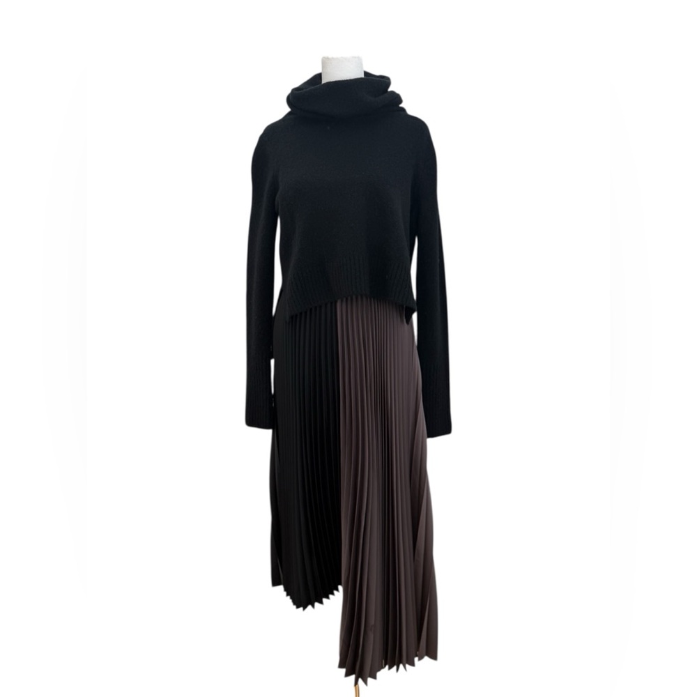 AllSaints Jessie Two In One Slip Dress Two-Tone Pleated Midi Skirt - S